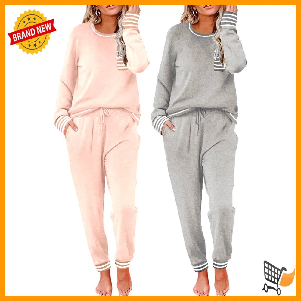 Long Sleeve Pajama Set Soft Lounge Sleepwear 2-Piece Comfort Stretch Fabric